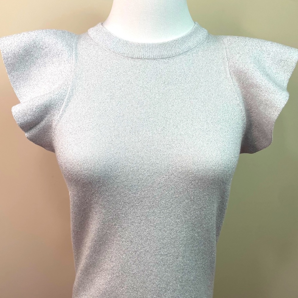 Minnie Rose Ruffle Sparkly Sliver Top NWT